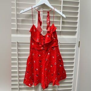 Red Floral Romper